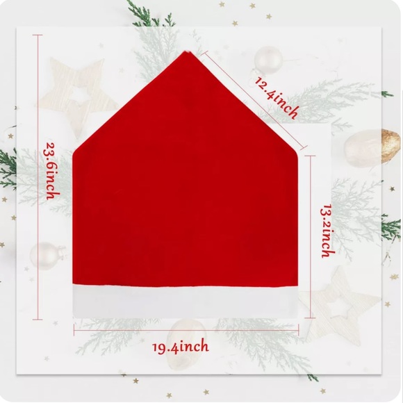 2 Chair Seat Cover Santa Claus Hat Red Pom Pom Christmas Xmas Party Decor NEW - Picture 9 of 10